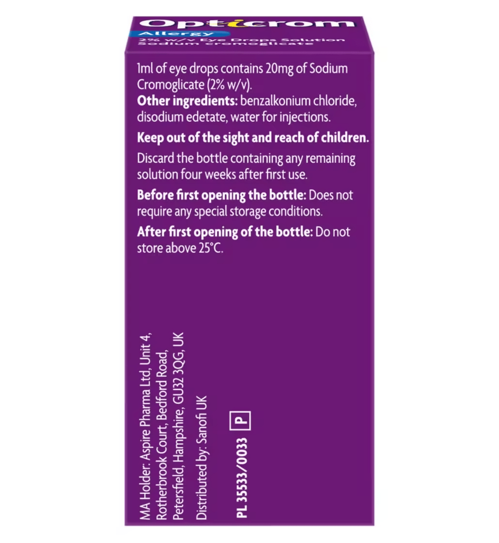 Opticrom Allergy Eye Drops - 10ml - Belson Opticians