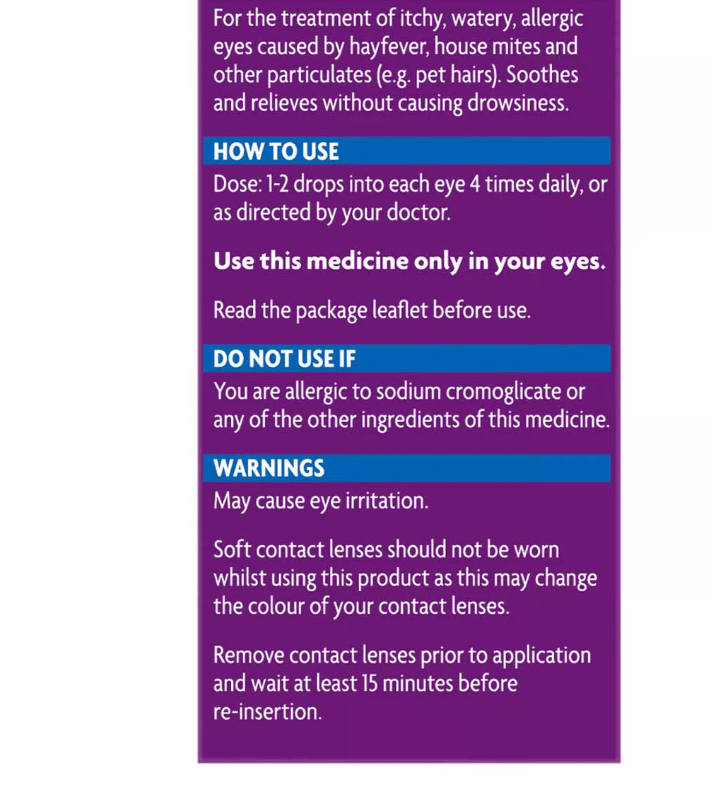 Opticrom Allergy Eye Drops - 10ml - Belson Opticians